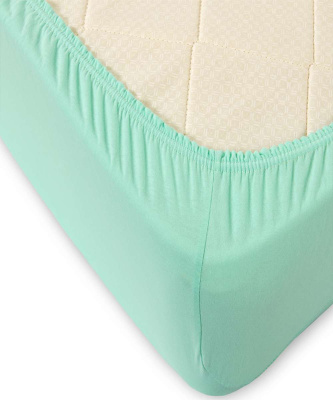 Трикотажная простынь на резинке мята