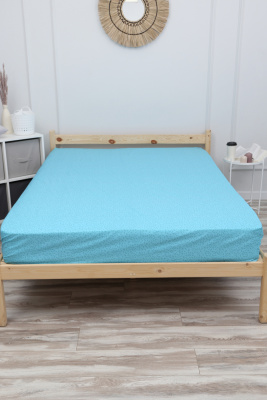 Простыня на резинке поплин Винтаж-компаньон бирюзовый